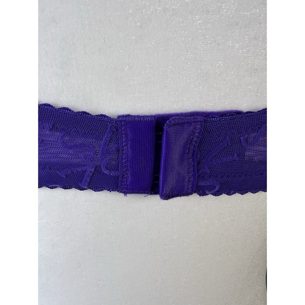 Victoria's Secret Low Cut Demi Bra Nwt Very Sexy Purple Mesh Velvet VS Logo 34DD - Picture 6 of 9